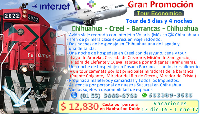 Promocion economica en la sierra tarahumara en las barrancas del cobre tren chepe interjet